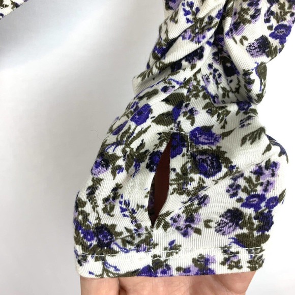 intimately free people kaya keyhole purple floral long sleeve bodysuit xs - Picture 5 of 7